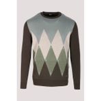 Ncs Erkek Triko Haki Bisiklet Yaka Baklava Desenli Slim Fit Pamuklu Kazak Ncs 3727 - 2XL