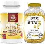 Ncs Ester C Vitamini Kara Mürver 180 Tablet + Flx Omega 3-6-9 90 Kapsül Balık Yağı