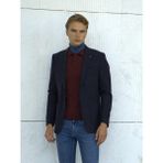 Ncs Lacivert Erkek Yün Ceket Nopeli Mono Yaka Torba Cep Çift Yırtmaç Slim Fit Ceket Ncs Jeans 4003 - 48