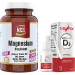Ncs Magnesium Bisglisinat Zma Folic Acid Vitamin B 6 60 Tablet Çinko & Nevfix Vitamin D3 Sıvı Sprey