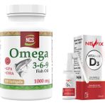 Ncs Omega 3-6-9 Balık Yağı 1000 Mg Evening Primrose Oil Keten Tohumu Yağı Epa Dha Nevfix Vitamin D3 Sıvı Sprey
