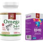 Ncs Omega 3-6-9 Fish Oil 1000MG 200 Softgels & Vitamin D3 + K2 Damla 20 ml