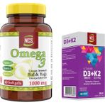Ncs Omega 3 Limon Aromalı Balık Yağı 1000MG 60 Softgel & Ncs Vitamin D3 + K2 Damla 20 ml