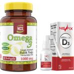 Ncs Omega 3 Limon Aromalı Balık Yağı 1000MG 60 Softgel & Nevfix Vitamin D3 Sıvı Sprey