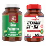 Ncs Saw Palmetto 1000 mg 120 Tablet + Nevfix Vitamin D3 K2 120 Tablet