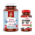 Ncs Shark Cartilage 1000 mg 120 Tablet + Nevfix Vitamin D3 K2 120 Tablet