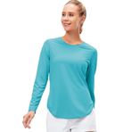 NCTCITY Kadın UPF 50+ UV güneş koruması, uzun kollu tişört, Rash Guard tişört, yüzücü tişörtü, hafif, hızlı kurur, nefes alır, fonksiyonel tişört, yoga, sörf, koşu, balıkçılık, yürüyüş, dış mekan antrenman tişörtü, Color1, L