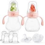 NCVI Bebek Meyve Gıda Besleyici, Silikon Meyve Emziği Besleyici, 2'li Set, Ekstra 6 Emzikli Mesh Besleyici, Meyve ve Sebze, Meyve ve Sebze, BPA İçermez, Bebek İçin Kendinden Besleme