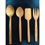 Ncy Zeytin El Yapımı Kaşık Seti Tahta Kaşık + Spatula 4 Parça