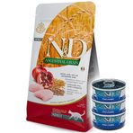 ND Düşük Tahıllı Tavuk ve Nar Kedi Maması 10 Kg + 3 Adet ND Ton ve Somon Konserve 70 Gr