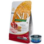 ND Düşük Tahıllı Tavuk ve Nar Kedi Maması 1,5 Kg + ND Ton ve Somon Konserve 70 Gr
