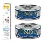 N&D Kitten 2x80 gr Ton Karides Balkabağı Yavru Yaş Mama +Gimcat 50 gr Kitten Paste