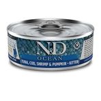 N&D Ocean 2918 Kitten Ton Balığı Morina Balığı Karides ve Balkabaklı 70 gr Yavru Kedi Konservesi