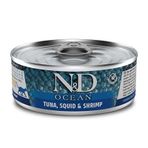 N&D Ocean 80 gr Ton Balığı Mürekkep Balığı ve Karides Kedi Konservesi