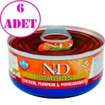 N&D Pumpkin Balkabaklı Tavuklu ve Narlı Tahılsız 6x70 gr Yetişkin Kedi Konservesi