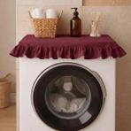 NDC Home Fırfırlı Çamaşır Makinesi Örtüsü - Çeyizlik Dekoratif Banyo Makine Kılıfı- Bordo - 60 x 60
