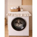 NDC Home Fırfırlı Çamaşır Makinesi Örtüsü - Çeyizlik Dekoratif Banyo Makine Kılıfı- Krem - 60 x 60
