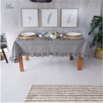 NDC Home Gri Antrasit Keten Fırfırlı Masa Örtüsü - 100 x 100 cm - Gri - Antrasit