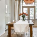 NDC Home Ham Keten Siyah Şeritli Runner [45x150] - Krem - 45 x 150 cm