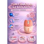 NDNeed Sevimli Kedi Kablosuz Pudra-Bej Mouse Bluetooth + Dual Mode Catmouse