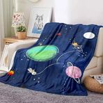 NDXRWDZR Battaniye Mavi Uzay Gezegen Polar Battaniye Yatak Kanepe Kanepe Yumuşak Sıcak Mikrofiber Kabarık Battaniye Battaniye Kadınlar Çocuklar Gençler Yetişkinler için Hediyeler 150 x 200 cm