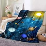NDXRWDZR Battaniye Uzay Gezegen Polar Battaniye Yatak Kanepe Kanepe Yumuşak Sıcak Mikrofiber Kabarık Battaniye Battaniye Kadınlar Çocuklar Gençler Yetişkinler için Hediyeler 220 x 240 cm