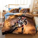 NDXRWDZR Çift Kişilik Nevresim Takımı, Aşırı Motosiklet Nevresim Takımı, Fermuarlı Kapama, Aldults Çocuklar için Yumuşak Hipoalerjenik Mikrofiber Yorgan Kılıfı 200x200 cm + 2 Yastık Kılıfı 50x75 cm
