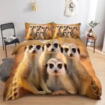 NDXRWDZR Çift Kişilik Nevresim Takımı Kahverengi Meerkat Nevresim Fermuarlı Nevresim Takımı Aldults Çocuklar için Yumuşak Hipoalerjenik Mikrofiber Yorgan Kılıfı 200x200 cm + 2 Yastık Kılıfı 50x75 cm
