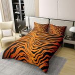 NDXRWDZR Çift Kişilik Nevresim Takımı Kahverengi Zebra Çizgili Nevresim Fermuarlı Kapamalı Yatak Örtüsü Aldults Çocuklar için Yumuşak Hipoalerjenik Mikrofiber Yorgan Kılıfı 200x200 cm + 2 Yastık