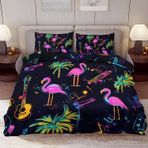 NDXRWDZR Çift Kişilik Nevresim Takımı, Mavi Flamingo Nevresim Takımı, Fermuarlı Kapama, Aldults Çocuklar için Yumuşak Hipoalerjenik Mikrofiber Yorgan Kılıfı 200x200 cm + 2 Yastık Kılıfı 50x75 cm