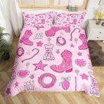 NDXRWDZR Çift Kişilik Nevresim Takımı Pembe Botlar Fermuarlı Nevresim Takımı Aldults Çocuklar için Yumuşak Hipoalerjenik Mikrofiber Yorgan Kılıfı 200x200 cm + 2 Yastık Kılıfı 50x75 cm