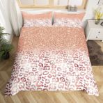 NDXRWDZR Çift Kişilik Nevresim Takımı Pembe Leopar Baskılı Fermuarlı Nevresim Takımı Aldults Çocuklar için Yumuşak Hipoalerjenik Mikrofiber Yorgan Kılıfı 200x200 cm + 2 Yastık Kılıfı 50x75 cm