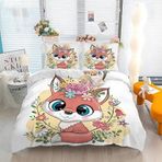 NDXRWDZR Çift Kişilik Nevresim Takımı Pembe Tilki Nevresim Takımı Fermuarlı Kapamalı Yatak Örtüsü Aldults Çocuklar için Yumuşak Hipoalerjenik Mikrofiber Yorgan Kılıfı 200x200 cm + 2 Yastık Kılıfı
