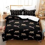 NDXRWDZR Çift Kişilik Nevresim Takımı Siyah Leopar Fermuarlı Nevresim Takımı Aldults Çocuklar için Yumuşak Hipoalerjenik Mikrofiber Yorgan Kılıfı 200x200 cm + 2 Yastık Kılıfı 50x75 cm
