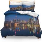 NDXRWDZR Çift Kişilik Nevresim Takımı Toronto City Nevresim Kılıfı Fermuarlı Kapamalı Yatak Örtüsü Aldults Çocuklar için Yumuşak Hipoalerjenik Mikrofiber Yorgan Kılıfı 200x200 cm + 2 Yastık Kılıfı