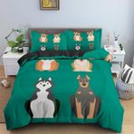 NDXRWDZR Çift Kişilik Nevresim Takımı, Yeşil Beagle Nevresim Takımı, Fermuarlı Kapama, Aldults Çocuklar için Yumuşak Hipoalerjenik Mikrofiber Yorgan Kılıfı 200x200 cm + 2 Yastık Kılıfı 50x75 cm