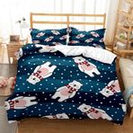 NDXRWDZR King Size Nevresim Takımı Beyaz Ayı Nevresim Fermuarlı Nevresim Takımı Aldults Çocuklar için Yumuşak Hipoalerjenik Mikrofiber Yorgan Kılıfı 230x220 cm + 2 Yastık Kılıfı 50x75 cm