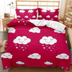 NDXRWDZR King Size Nevresim Takımı Beyaz Bulutlar Fermuarlı Nevresim Takımı Aldults Çocuklar için Yumuşak Hipoalerjenik Mikrofiber Yorgan Kılıfı 230x220 cm + 2 Yastık Kılıfı 50x75 cm