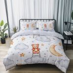 NDXRWDZR King Size Nevresim Takımı Beyaz Oyuncak Ayı Bulut Nevresim Fermuarlı Yatak Seti Aldults Çocuklar için Yumuşak Hipoalerjenik Mikrofiber Yorgan Kılıfı 230x220 cm + 2 Yastık Kılıfı 50x75 cm