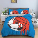 NDXRWDZR King Size Nevresim Takımı Futbol Basketbol Nevresim Fermuarlı Nevresim Takımı Aldults Çocuklar için Yumuşak Hipoalerjenik Mikrofiber Yorgan Kılıfı 230x220 cm + 2 Yastık Kılıfı 50x75 cm