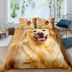 NDXRWDZR King Size Nevresim Takımı Golden Retriever Fermuarlı Nevresim Takımı, Aldults Çocuklar için Yumuşak Hipoalerjenik Mikrofiber Yorgan Kılıfı 230x220 cm + 2 Yastık Kılıfı 50x75 cm