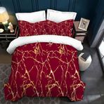 NDXRWDZR King Size Nevresim Takımı Kırmızı Mermer Tuğla Nevresim Fermuarlı Nevresim Takımı Aldults Çocuklar için Yumuşak Hipoalerjenik Mikrofiber Yorgan Kılıfı 230x220 cm + 2 Yastık Kılıfı 50x75 cm