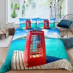 NDXRWDZR King Size Nevresim Takımı Kırmızı Telefon Kulübesi Nevresim Fermuarlı Nevresim Takımı Aldults Çocuklar için Yumuşak Hipoalerjenik Mikrofiber Yorgan Kılıfı 230x220 cm + 2 Yastık Kılıfı 50x75