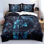 NDXRWDZR King Size Nevresim Takımı Mavi Göl Kenarı Nevresim Fermuarlı Yatak Seti Aldults Çocuklar için Yumuşak Hipoalerjenik Mikrofiber Yorgan Kılıfı 230x220 cm + 2 Yastık Kılıfı 50x75 cm