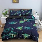 NDXRWDZR King Size Nevresim Takımı, Mavi Kelebek Nevresim Takımı, Fermuarlı Kapama, Aldults Çocuklar için Yumuşak Hipoalerjenik Mikrofiber Yorgan Kılıfı 230x220 cm + 2 Yastık Kılıfı 50x75 cm