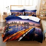 NDXRWDZR King Size Nevresim Takımı New York Köprüsü Nevresim Fermuarlı Nevresim Takımı Aldults Çocuklar için Yumuşak Hipoalerjenik Mikrofiber Yorgan Kılıfı 230x220 cm + 2 Yastık Kılıfı 50x75 cm