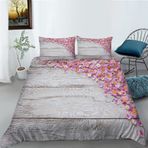 NDXRWDZR King Size Nevresim Takımı Pembe Çiçekli Nevresim Takımı Fermuarlı Nevresim Takımı Aldults Çocuklar için Yumuşak Hipoalerjenik Mikrofiber Yorgan Kılıfı 230x220 cm + 2 Yastık Kılıfı 50x75 cm