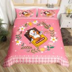 NDXRWDZR King Size Nevresim Takımı Pembe Gine Domuzu Nevresim Takımı Fermuarlı Nevresim Takımı Aldults Çocuklar için Yumuşak Hipoalerjenik Mikrofiber Yorgan Kılıfı 230x220 cm + 2 Yastık Kılıfı 50x75