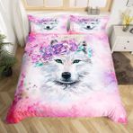 NDXRWDZR King Size Nevresim Takımı, Pembe Kurt Nevresim Takımı, Fermuarlı Kapamalı Yatak Seti, Aldults Çocuklar için Yumuşak Hipoalerjenik Mikrofiber Yorgan Kılıfı 230x220 cm + 2 Yastık Kılıfı 50x75