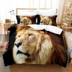 NDXRWDZR King Size Nevresim Takımı Sarı Aslan Nevresim Fermuarlı Nevresim Takımı Aldults Çocuklar için Yumuşak Hipoalerjenik Mikrofiber Yorgan Kılıfı 230x220 cm + 2 Yastık Kılıfı 50x75 cm